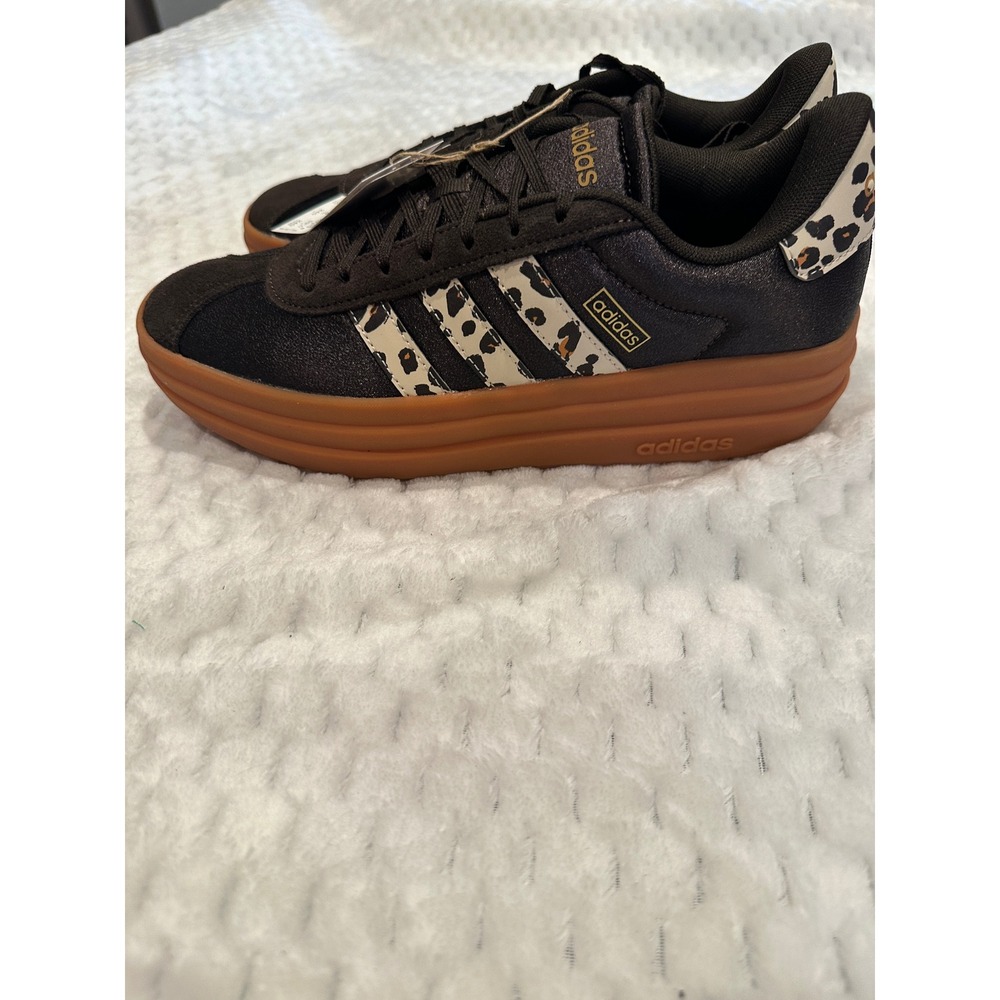 adidas VL Court Bold Womens 7.5 Leopard Aurora Coffee Gum Platform KI3335 New